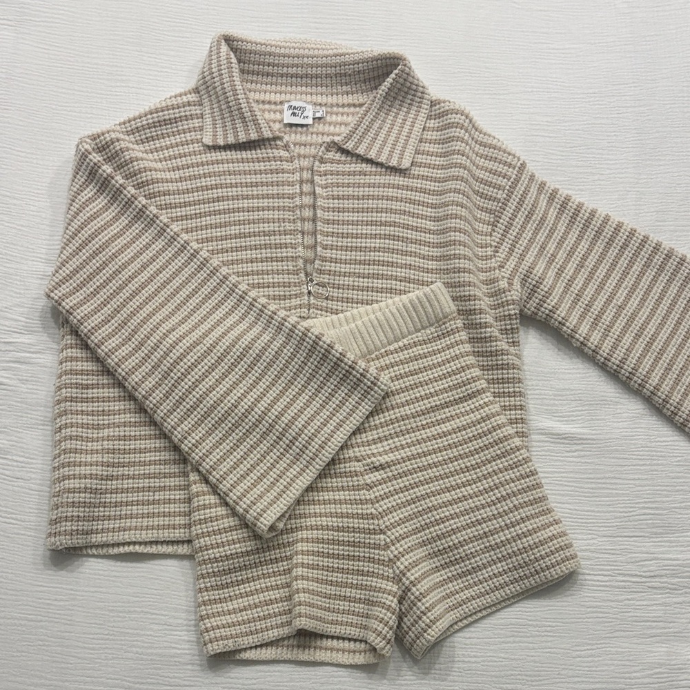 Tan and Cream Knit Set